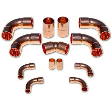 Line Set Copper Kit HVAC R 3/8 & 3/4 Line Set Copper Fittings Kit air condition, refrigeration, liquid line & suction lines tubing pipes for Central/Split A/C systems