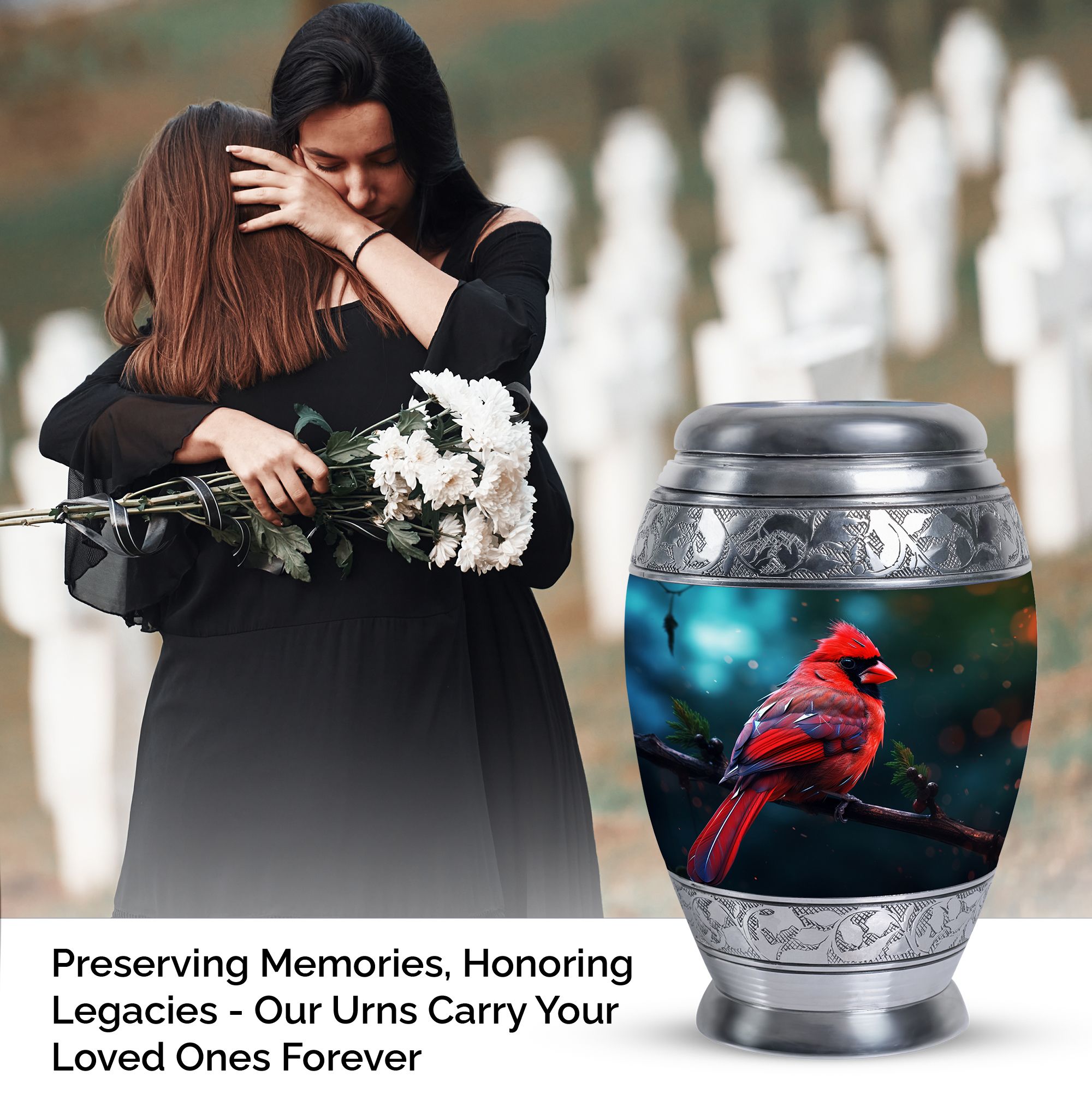 Red Cardinal Bird Urn For Ashes For Women, Cremation Urn Human Ashes, Urns For Human Ashes Adult, Burial Urns For Adult Human Ashes, Large Urns For Human Ashes Adult Male, Metal Urn 10 Inch