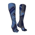 thumbnail image 2 of Leisure Hosiery 20in Lightweight Wear-Resistant Sweat-Wicking No Heel For Home Office Daily Use Royalblue Geometric Lines_1, 2 of 8