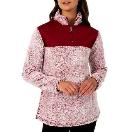 Athletic Works Women's Super Plush 1/4 Zip Pullover With Quilted Yoke