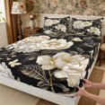thumbnail image 5 of Manfei Vintage Floral Peony Queen Sheets 4 Pieces,Oriental Botanical Flowers Queen Sheet Sets,1 Flat Sheet,1 Fitted Sheet and 2 Pillowcases, 5 of 6