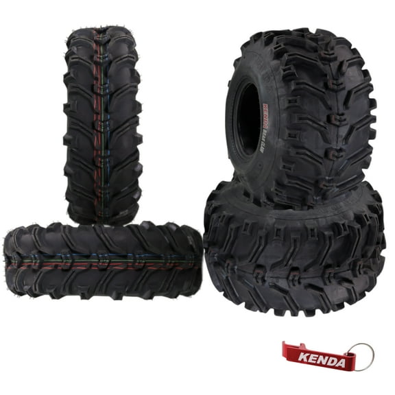 Kenda Bearclaw K299 - 25x8-12 Front & 25x12.5-9 Rear Tires for All Terrain (ATV), UTV, and Side by Side (SxS) Vehicles - 6-Ply - Bear Claw 25x8x12 Front & 25x12.5x9 with Kenda Keychain (4-Pack)
