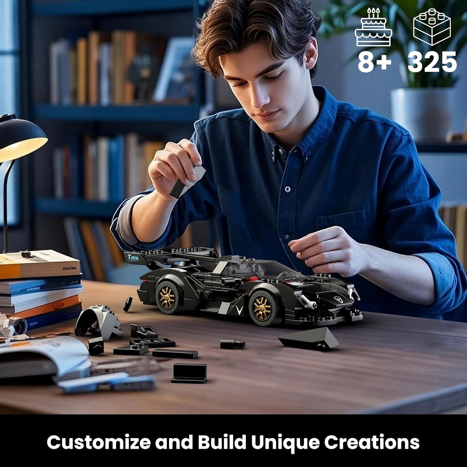 Technic Super Sports Car Building Set with Display Case, 355 Piece Race Car Model Construction Toy for Kids Ages 8+ and Adults, Collectible Vehicle Building Blocks Kit