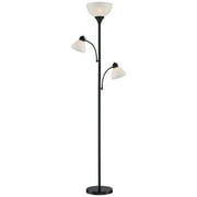 360 Lighting Bingham Modern Torchiere Floor Lamp with Side Lights 71 1/2 Tall Black Metal White Shade for Living Room Reading Bedroom Office House