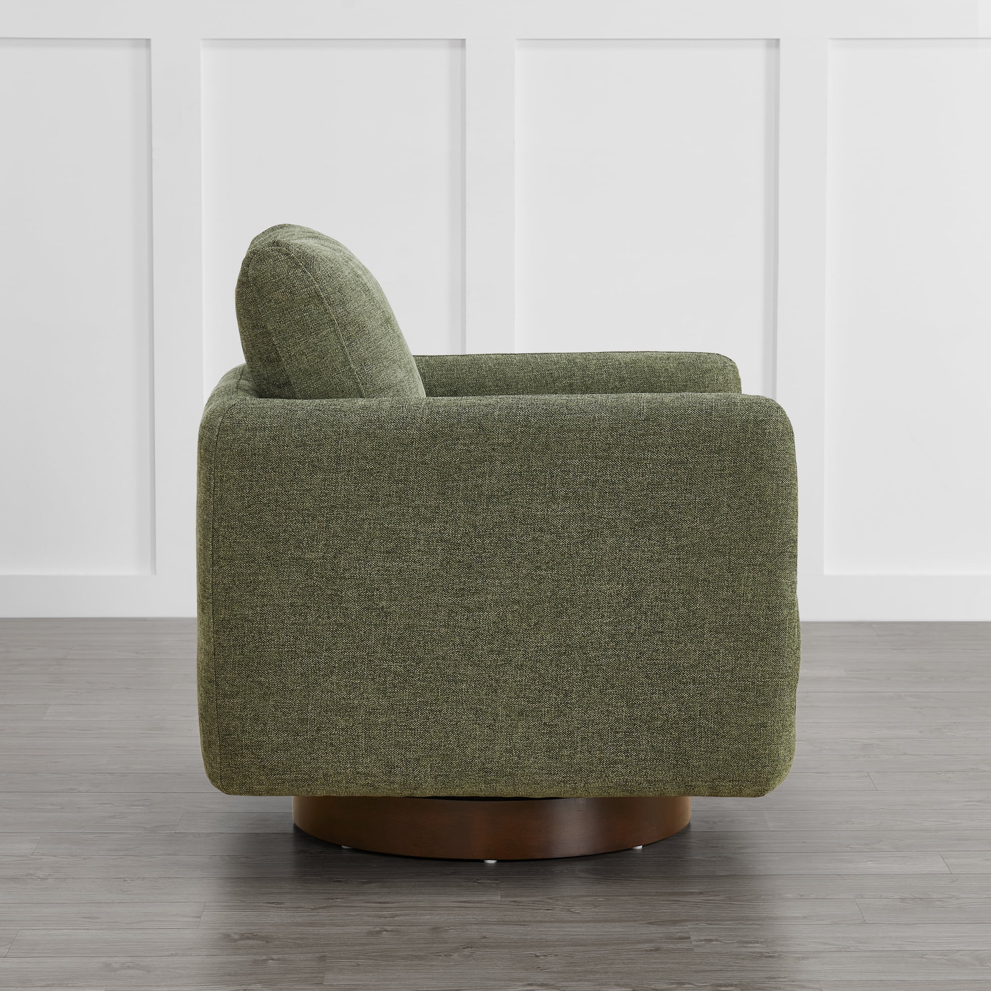 Spruce & Spring Upholstered Swivel Accent Chair with Back Cushion Single, Moss Green