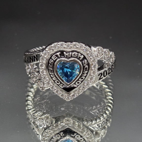Heart Cut Custom Sterling Silver Class Ring: Heart Stone, Rings Personalized Personalized High School Class Personalised High School Ring 925 Sterling Silver