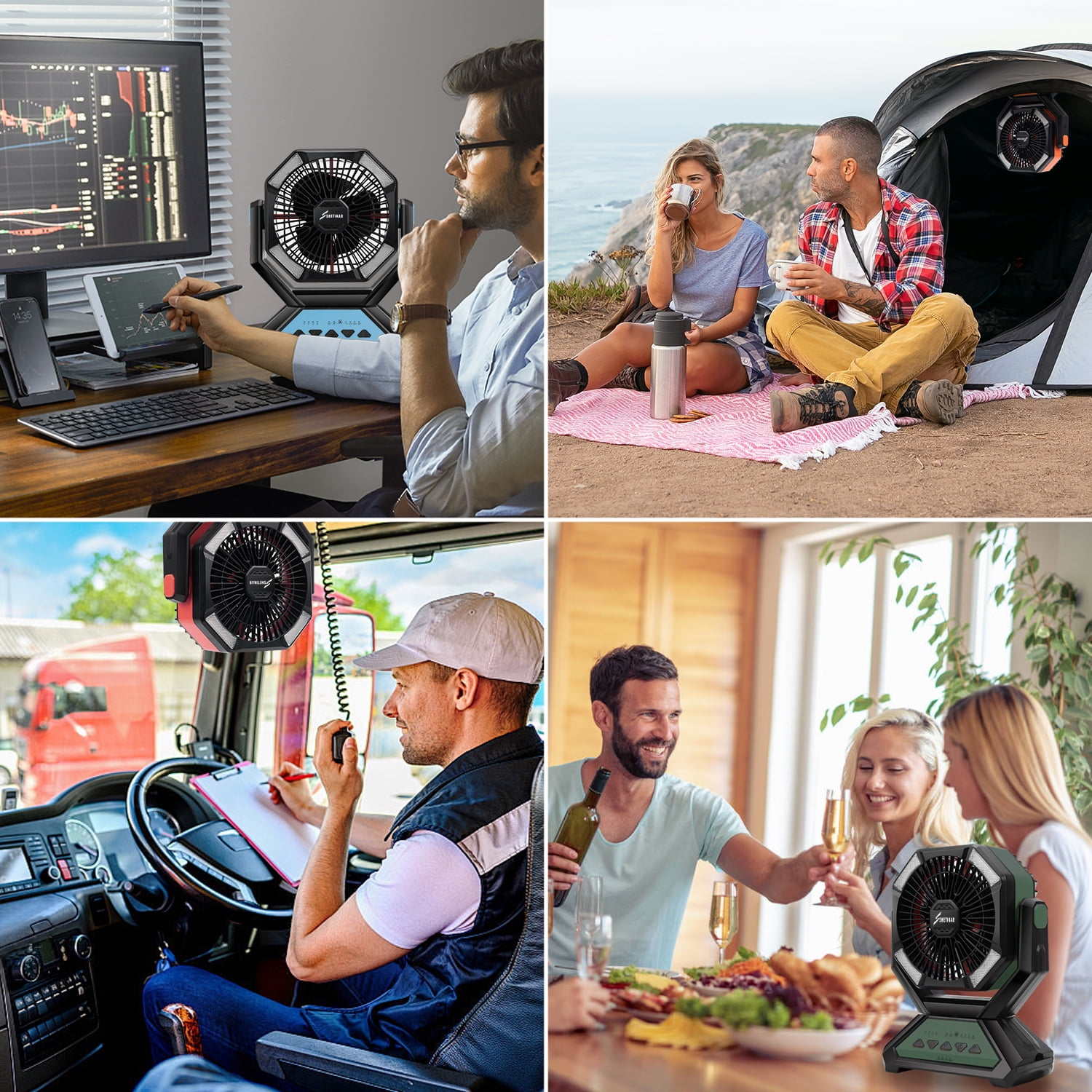 SHETINAR 20000mAh Rechargeable FanBattery Powered Fan 4-Speed Tabletop Fan with Charging, Hooks, Timer, Portable Fan for Office,Bedroom,Outdoor,Power Outage,Hurricane,Travel.Khaki