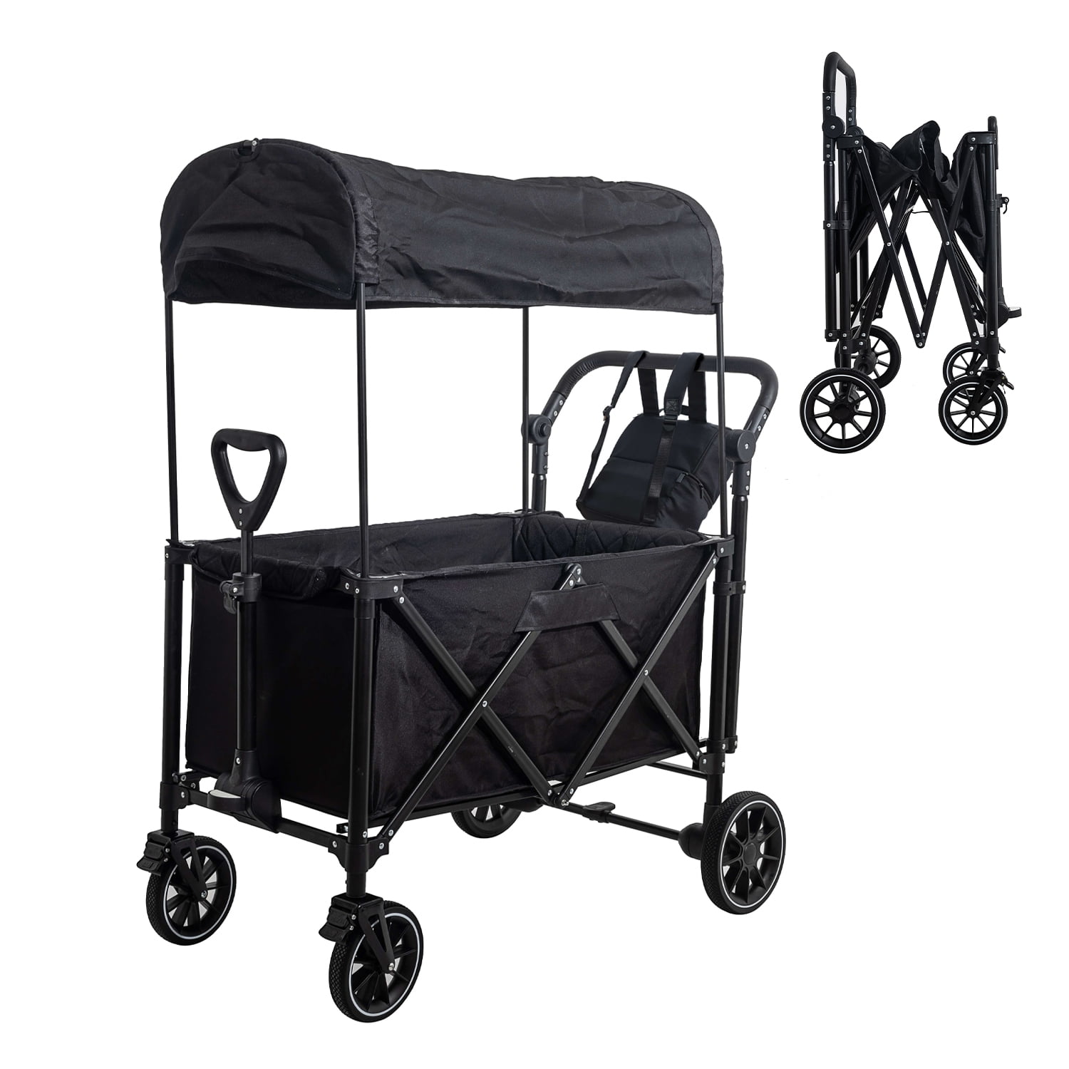 FUNYARD Stroller Wagon for 2 Kids ,Cart Stroller Folding Wagon Push