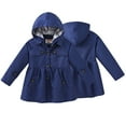 thumbnail image 4 of LYMAYTER Little Girls Hooded Jacket Baby Mid-Length Trench Coat Toddler Solid Color Outerwear for 3-11 Years, 4 of 10