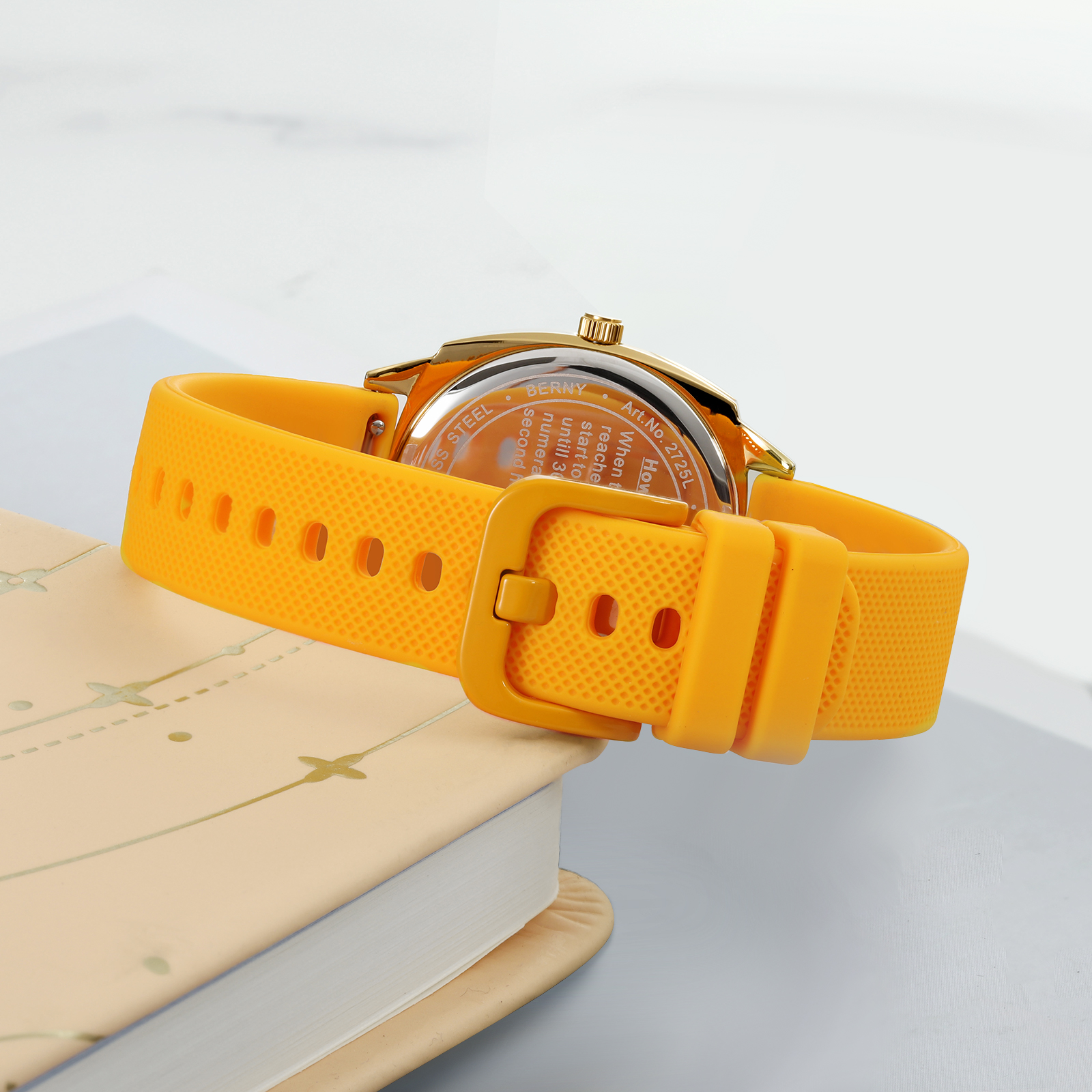 BERNY Nurse Watch for Women, Fashion Ladies Analog Quartz Watch with Silicone Strap, Pulse Meter Function, 3ATM Waterproof Womens Wristwatch, Easy Read Numerals Nursing Watch Gift, Yellow
