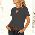 thumbnail image 5 of Homenesgenics Tops for Women Plus Size Short-Sleeve T-Shirt Basic Style Round Neck Cutout Heart Underlay Top Gray S, 5 of 9