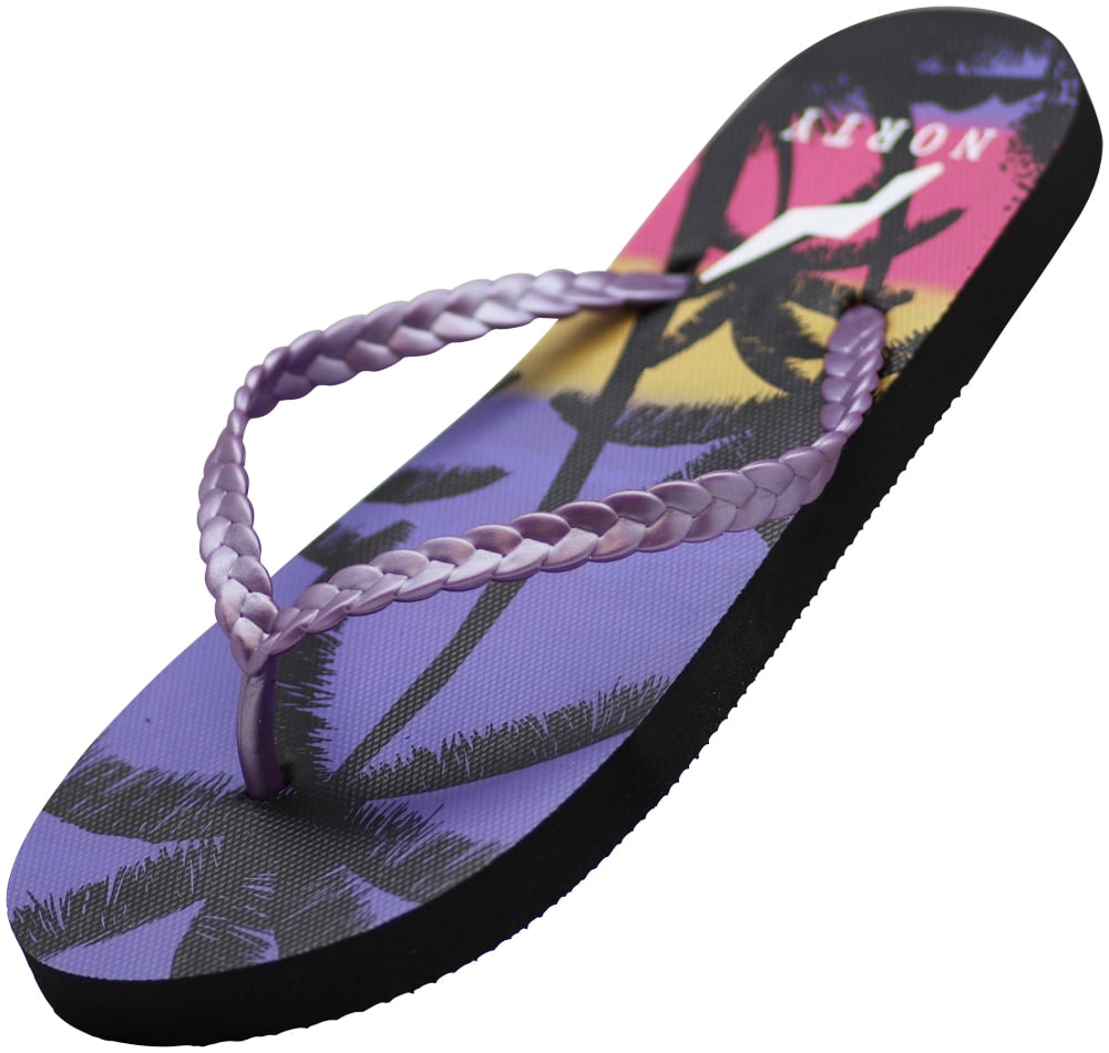 Tropical Hibiscus Personalized Flip Flops Purple and Teal Shoes Mens Shoes Sandals Flip Flops & Thongs 