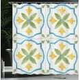 thumbnail image 3 of Ambesonne Ethnic Shower Curtain, Folk Mediterranean Tiles, 69"Wx84"L, Yellow Green Blue, 3 of 4