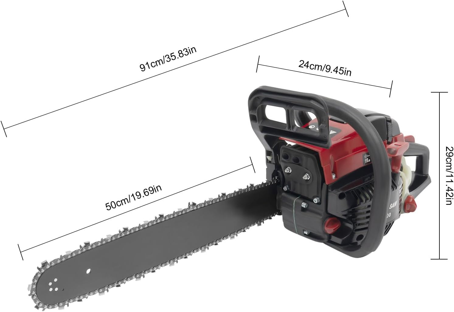 550ml/18.6Oz Gasoline Chainsaw,20inch 2.4KW Gas Powered Chain Saw,Single Cylinder 2-Stroke Gas Chain Saw,for Garden, Wood Cutting