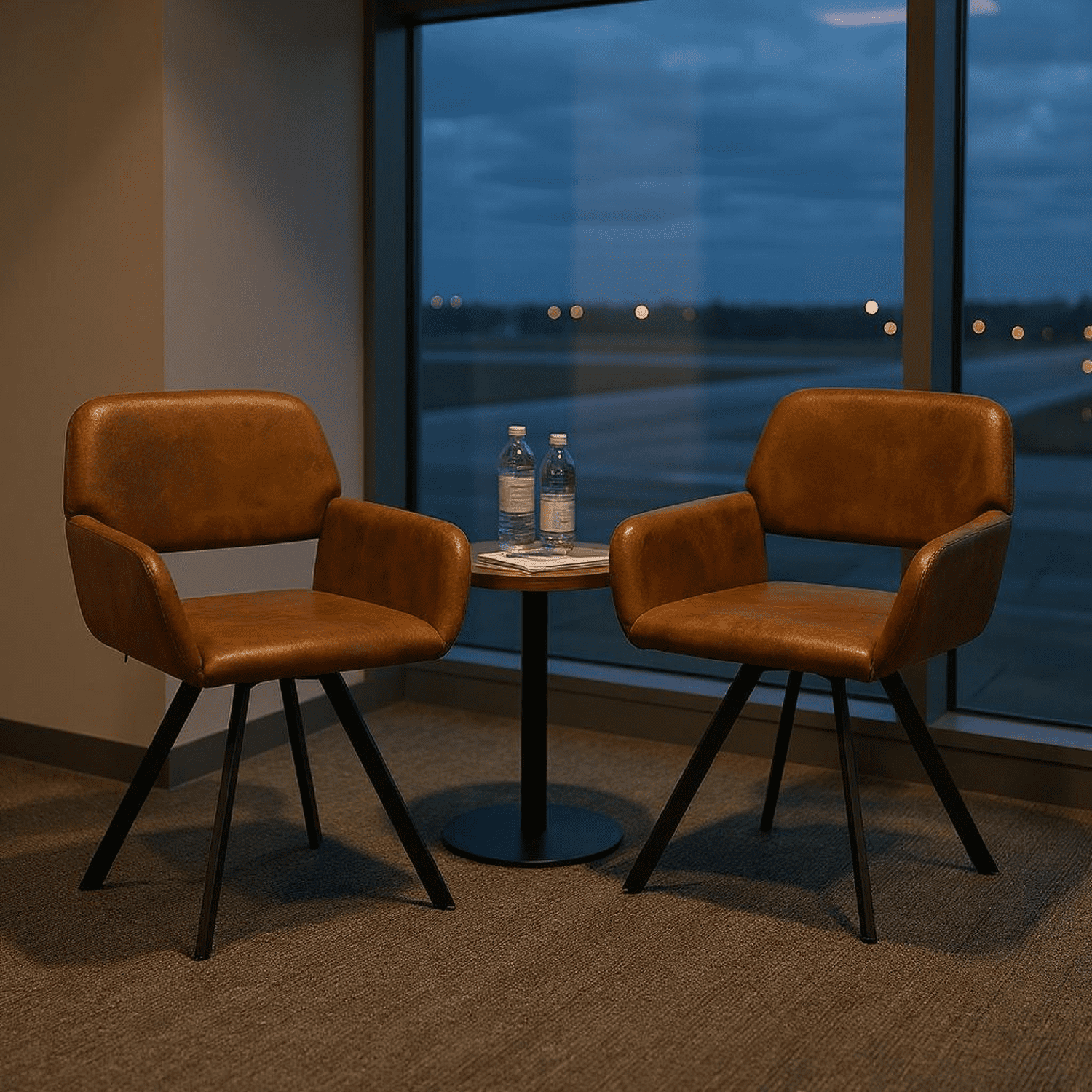 Homy Casa Set of 2 Modern Faux Leather Reception Guest Chairs with Arms for Office, Brown