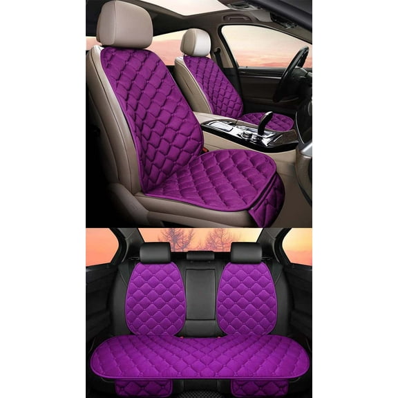 Car Front Seat Cover, Car Cover with Storage Pocket, Upholstered Car Cover for Cars, SUVs, Trucks and Vans, Purple