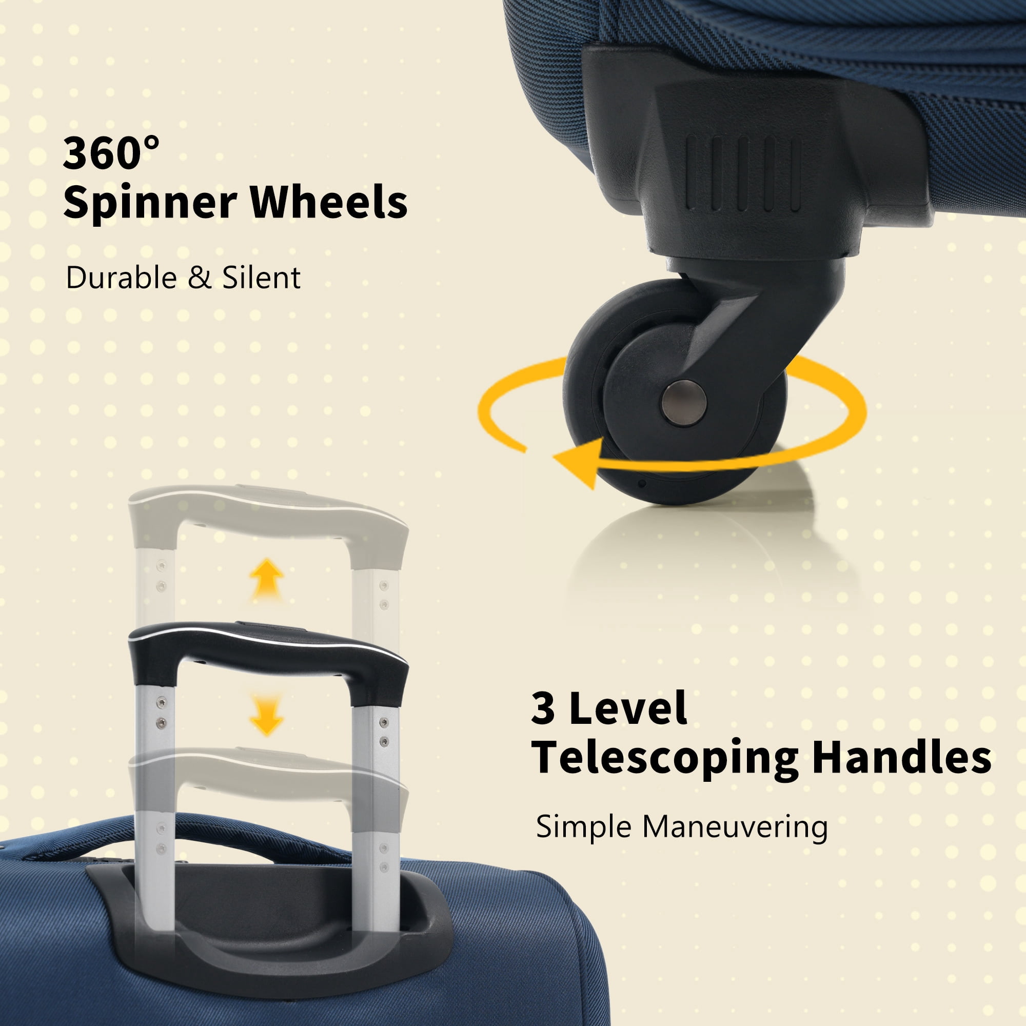 Euroco 4 Piece Softside Luggage Set, Expandable Suitcase Set with TSA Lock and Spinner Wheels, Lightweight Durable Suitcase for Men Women Travel(18"/22"/26"/30") ,Deep Blue