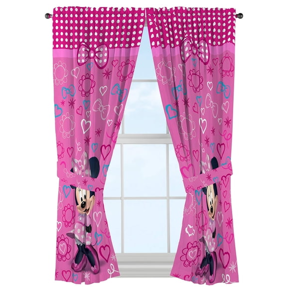 Juego de cortinas para ventana Jay Franco Minnie Mouse Pink Kids, 160 x 160 cm