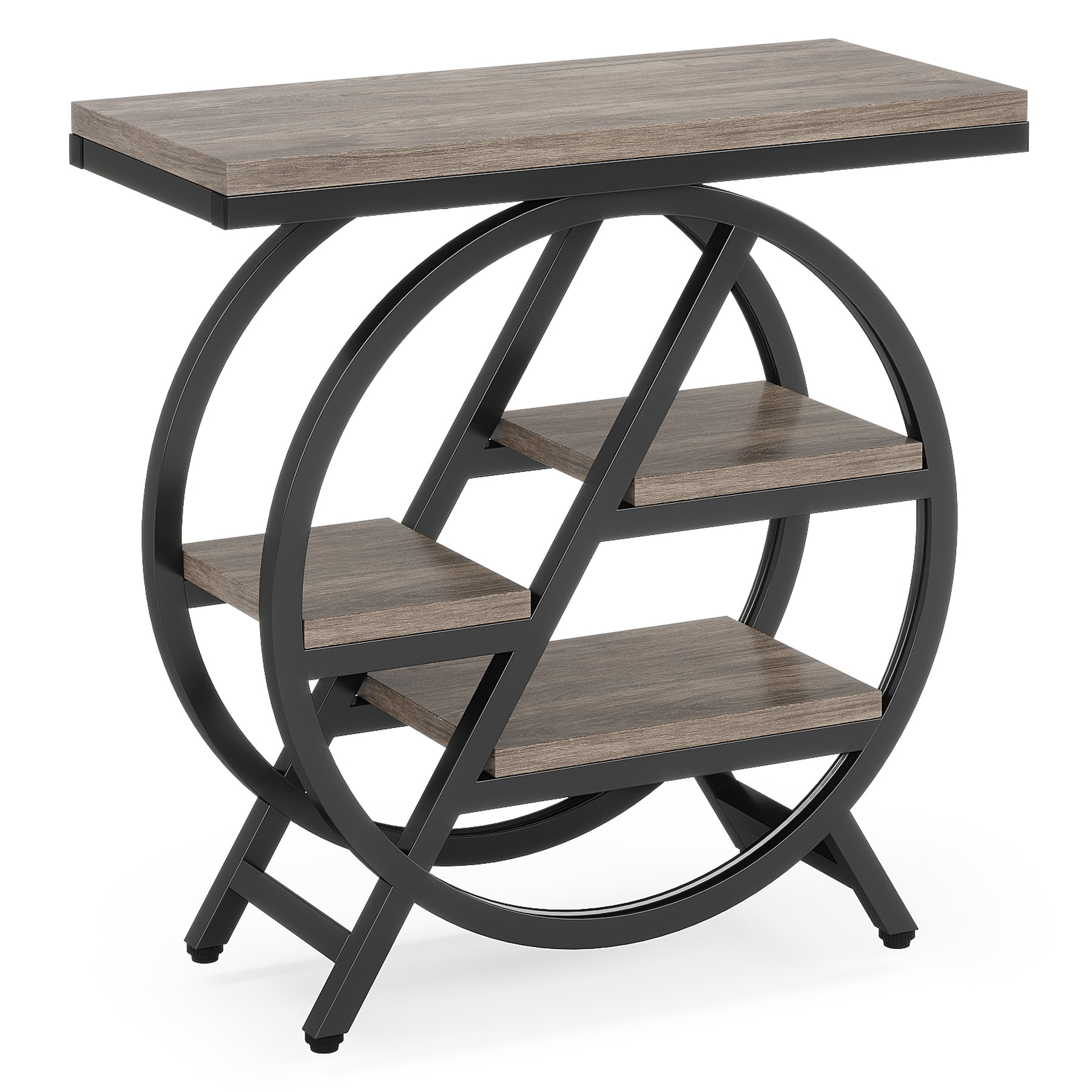 Fnova End Table Modern Wood Narrow Farmhouse Side Tables with Storage Shelf for Living Room, Bedroom, Nightstand