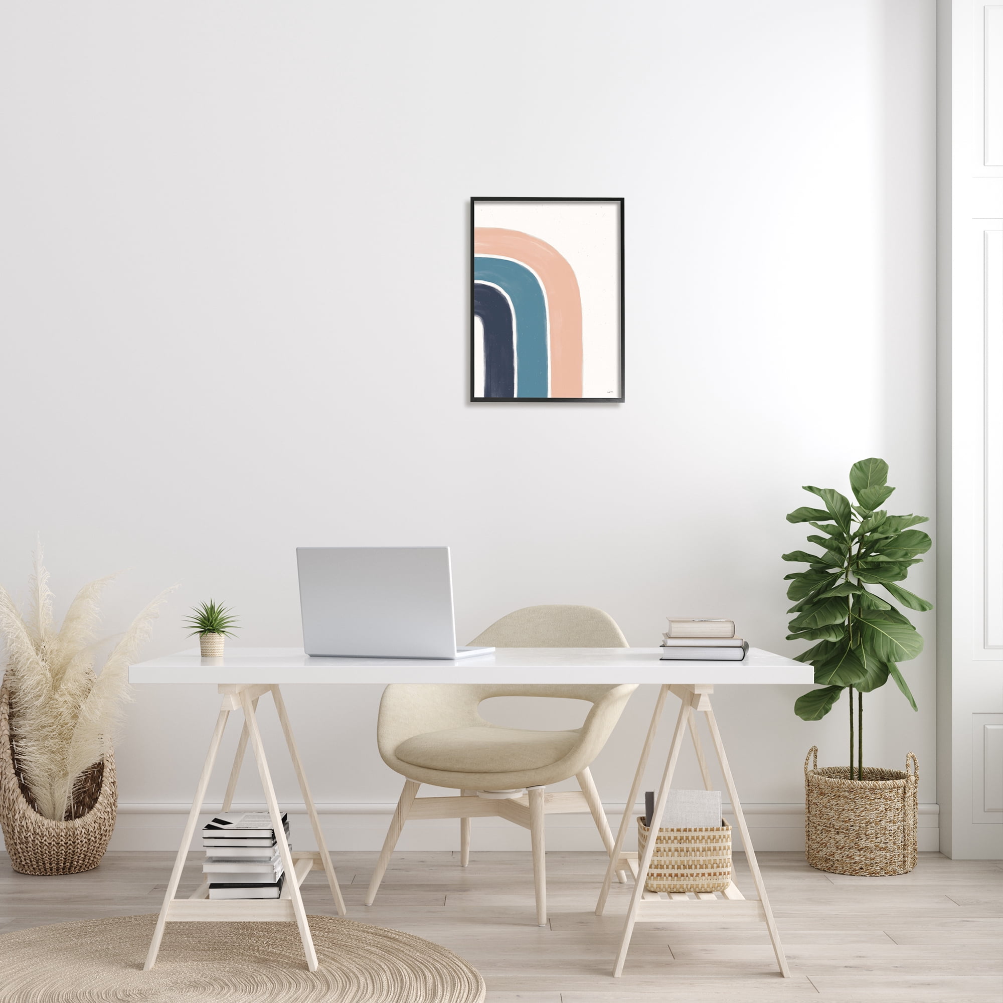 Stupell Indtries Half Rainbow Minimal Three Arch Shape Blue Pink,16 x 20,Design by Leah York