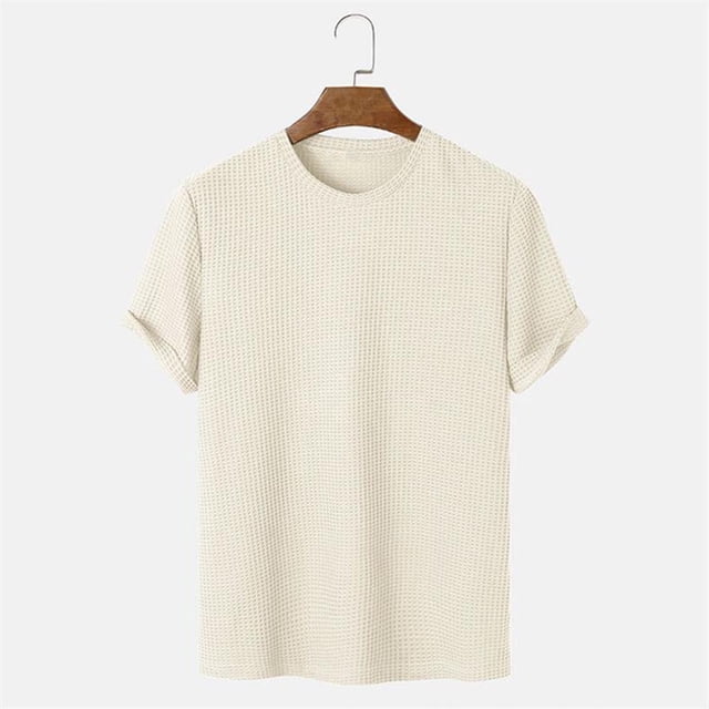pstuiky Camisas de vestir de manga corta para hombre, Camisas casuales de manga corta con cuello redondo y textura de color sólido para hombre ropa de hombre s