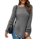 thumbnail image 1 of Mujeres suéter de punto manga larga split hem crewneck dobladillo curvado suelta otoño superior para invierno otoño, 1 of 5