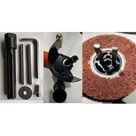 Burnishing Adapter For Angle Grinder – Thread Polishing Attachment With 80 Grit Wheel, 5/8"-11 Thread, Converts Handheld Grinder Into Burnishing Machine