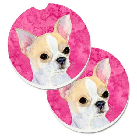 

Carolines Treasures SS4749-PKCARC Pink Chihuahua Set of 2 Cup Holder Car Coasters Large multicolor