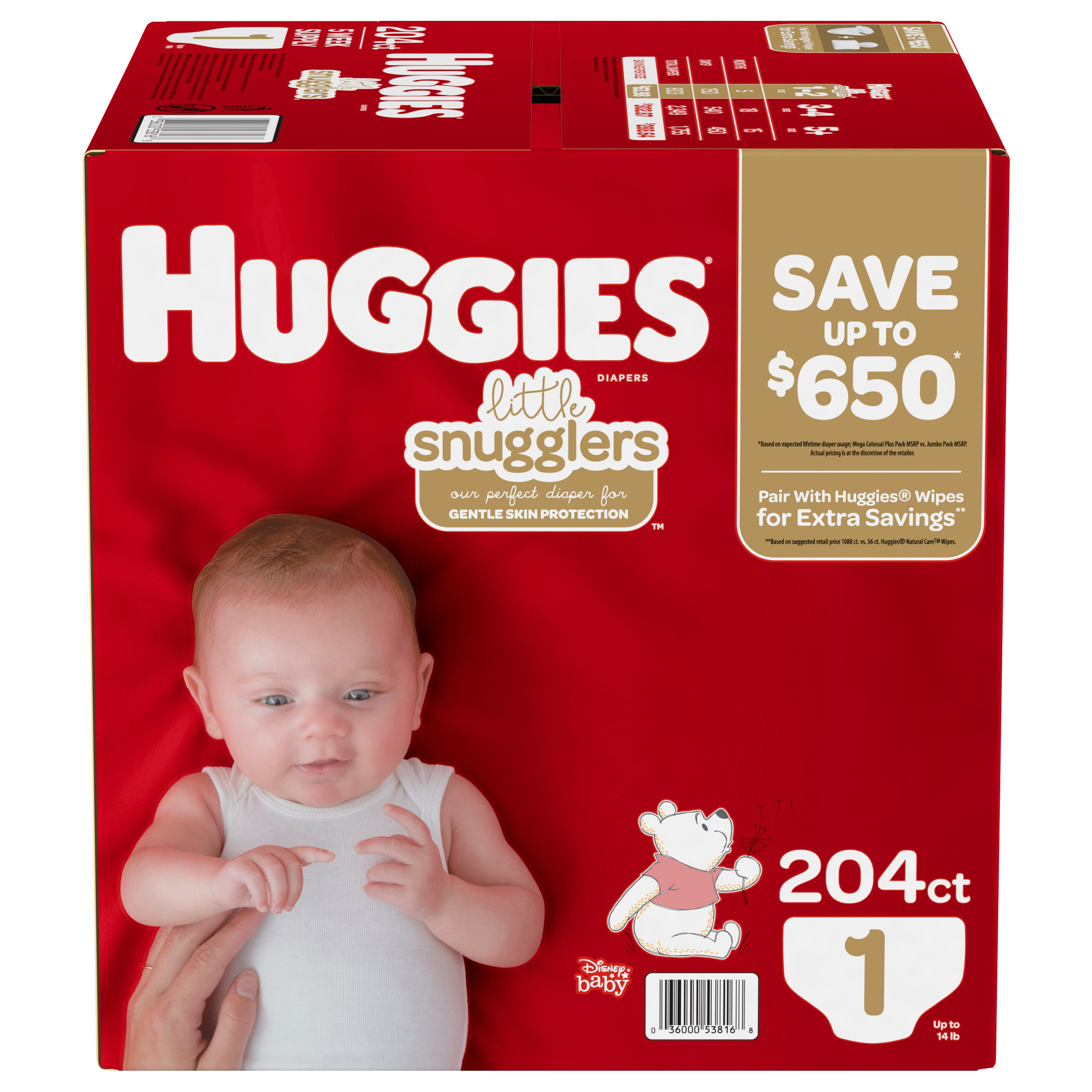 Huggies Little Snugglers Diapers Size 1 - 204 ct. (Up to 14 lbs.) - image 2 of 2