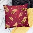 thumbnail image 2 of BANET Christmas Throw Pillow Covers,Christmas Gold Branch On Red Decorative Pillow Covers Digital Printing for Couch Sofa Bed Invisible Zipper 24x24in, 2 of 5
