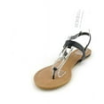 thumbnail image 3 of Bamboo Women's Vegan Leather Silver Jeweled Metal Detailing Flat Thong Sandal, 3 of 4