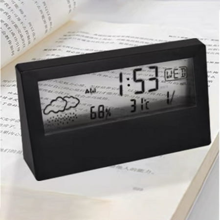

Fancy Weather Station Indoor Outdoor Thermometer Transparent Display Digital Weather Thermometer with Atomic Clock Forecast Station with Calendar