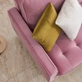 thumbnail image 6 of Mid Century Modern Couch, High End Velvet Fabric Contemporary Sofa Sets with Metal Legs, Sectional Sofa Bedroom Furniture with 2 Soft Pillow, Loveseat Fabric Sofa for Small Spaces, Pink, Q9246, 6 of 14