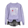 thumbnail image 3 of Halloween Skeleton Printed Sweatshirt For Women Fall Fleece Lined Crewneck Long Sleeve Pullover Tops S-XXL, 3 of 6