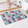 thumbnail image 3 of Blue Boho Pioneer Flower Patchwork Pattern Bathroom Rugs Mat,Non Slip Microfiber Bathroom Rug,Rubber Backing,Soft Bathroom Mats for Bathroom Floor,Tub and Shower,17x27in(43x68cm), 3 of 3