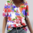 thumbnail image 1 of Fiudx Ofertas Del Día Blusas y Blusas con Cuello En V de Manga Corta para Mujer, Informales, a La Moda, Primavera y Verano, 1 of 4