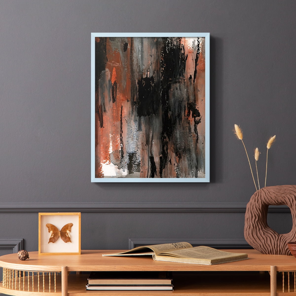 Loft Pastel VIII Framed Print in Blue Solid Wood Framed Print No Nail Hanging