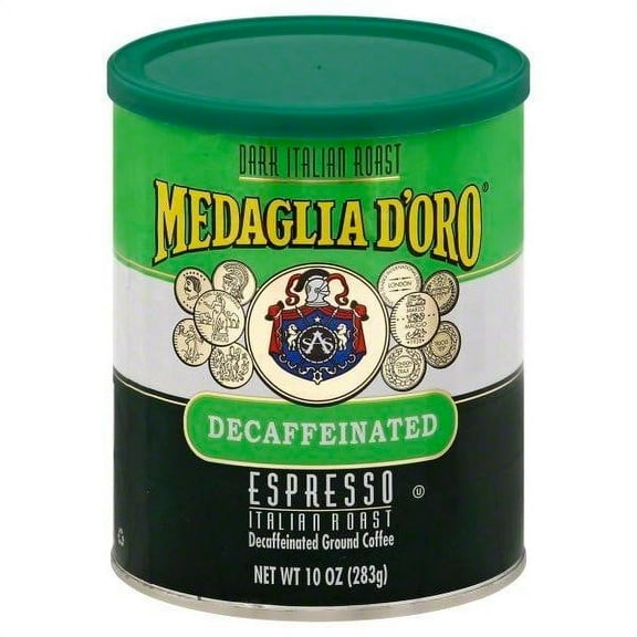Medaglia D'Oro Espresso Decaf Italian Roast Ground Coffee, Dark Roast, 10 Ounce