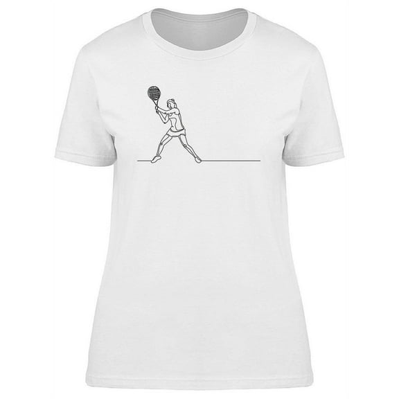 Tennis Player One Line Drawing T-Shirt Women -Image by Shutterstock, Female 3X-Large