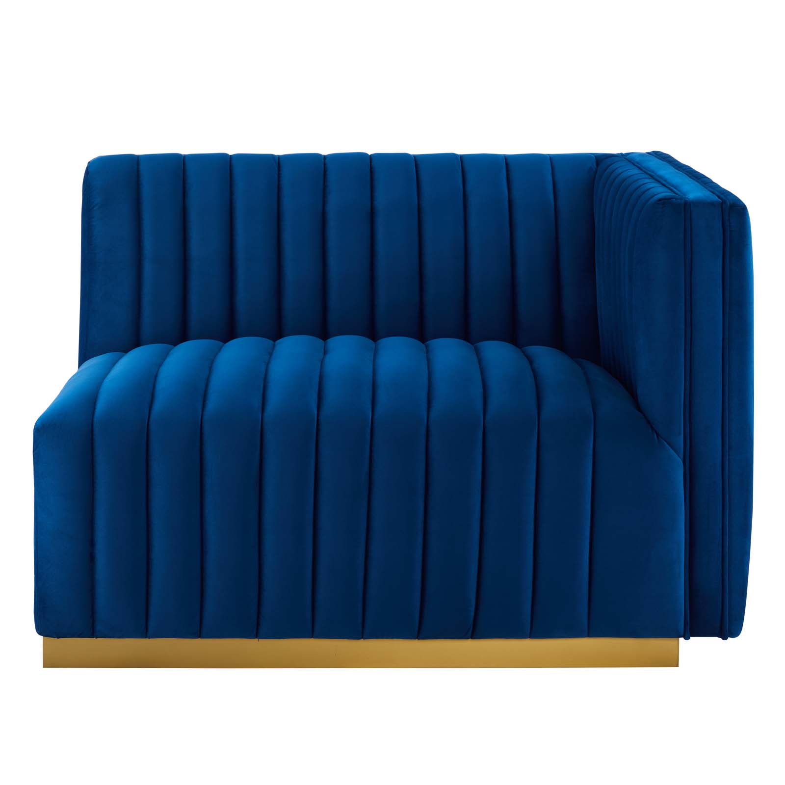 Modway Conjure Channel Tufted Performance Velvet Loveseat in Gold Navy