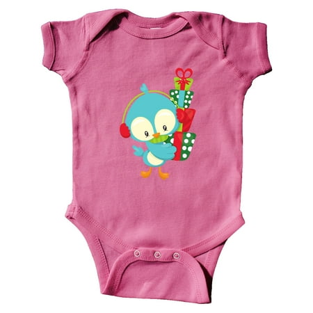 

Inktastic Christmas Bird Blue Bird Bird With Ear Warmers Gift Baby Boy or Baby Girl Bodysuit