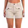 thumbnail image 2 of Pantalones cortos cargo para mujer Color sólido Bolsillo con solapa enrollada Casual Senderismo Verano 2023 Trendy Beige Manga enrollada Dobladillo X-Large, 2 of 5