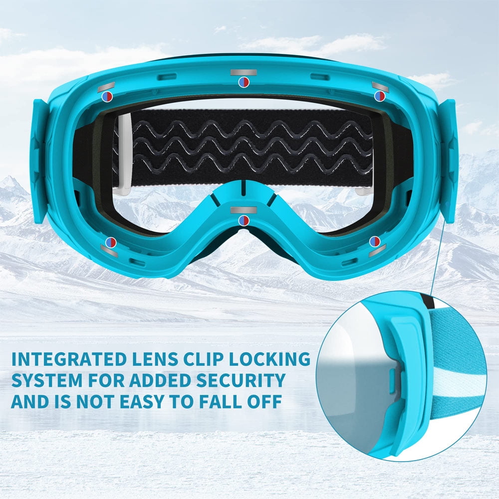 findway Ski Goggles Pro for Women & Men,100% UV 400 Protection-Interchangeable Lens,Anti Fog Over Glasses Snowboard Goggles 