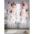 thumbnail image 2 of Red Flowers Sheer Curtains 84 Inch Length 2 Panels for Living Room, Spring Floral Elegant Pastoral Watercolor Voile Kitchen Curtain Set, Luxury Privacy Drapes Window Treatment for Bedroom, 2 of 7
