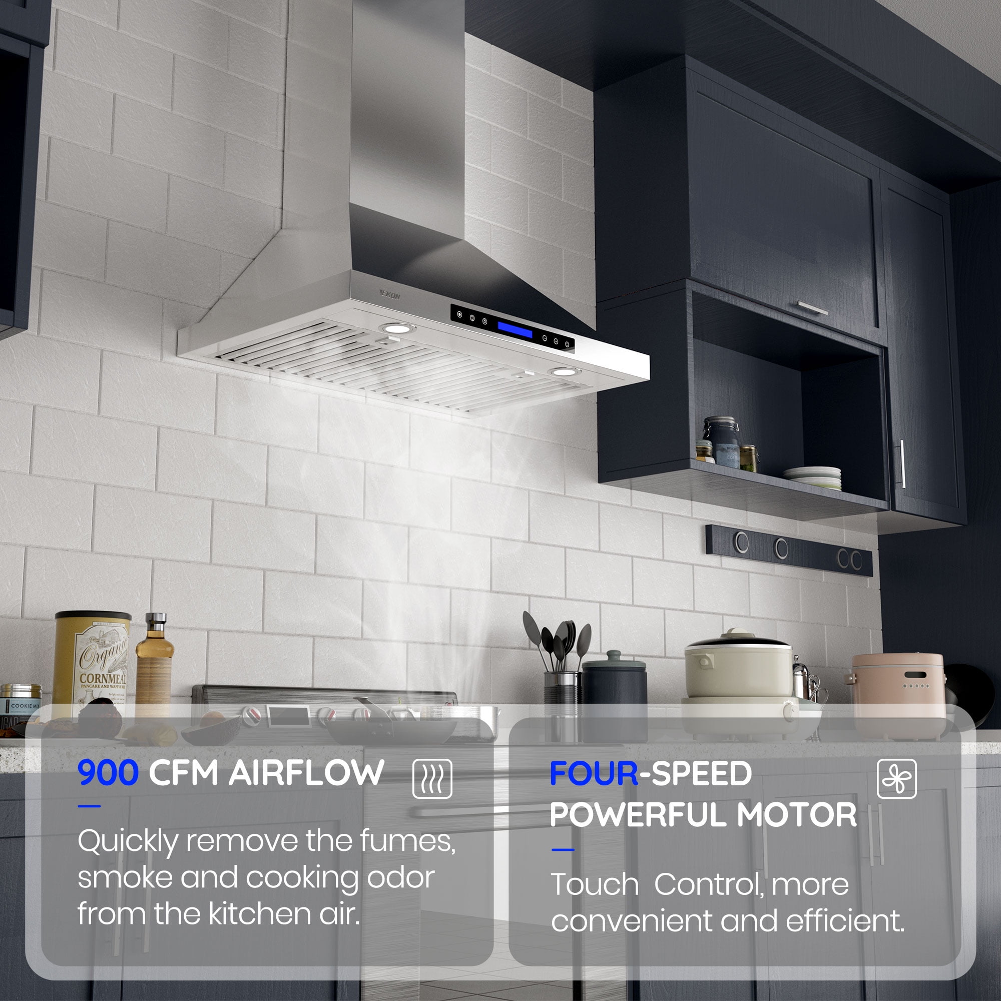 EKON Kitchen Expert 36 inch 900 CFM Convertible Stainless Steel