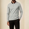 thumbnail image 2 of YOIAVAIOY Mens Contrast Collar Sweatshirt Long Sleeve Button Neck Pullovers Lightweight Slim Fit Pullover Sweatshirts Casual Business Polos White XL, 2 of 8