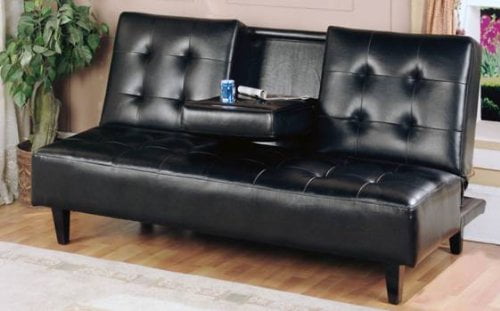 Details about   Modern Fabric Futon Sofa Bed Fold Up & Down Recliner Couch with Cup Holder 