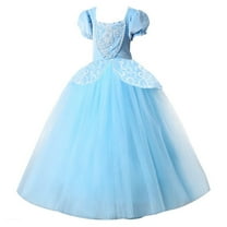 HAWEE Princess Dress Costume for Little Girl Puff Sleeves Blue Fancy Party Cosplay Outfit