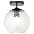 thumbnail image 3 of Evelyn&Zoe Bartlett 9" Wide Semi Flush Mount with Glass Shade in Matte Black/Seeded, 3 of 7