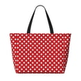 thumbnail image 2 of Pofeuu Red Polka Dot Print Beach Bag,Waterproof Sandproof Beach Tote Bag, Large Capacity Foldable Beach Bags for Women, 2 of 7
